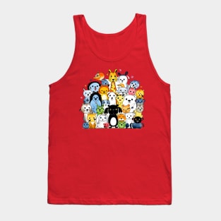 Joyous Congregation of Colorful Cartoon Animals Tank Top